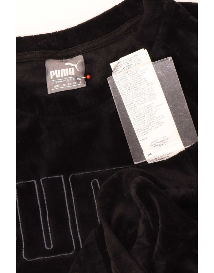 Puma Mujer Gráfico Velour Sudadera Jumper UK 12 Mediano Negro Algodón