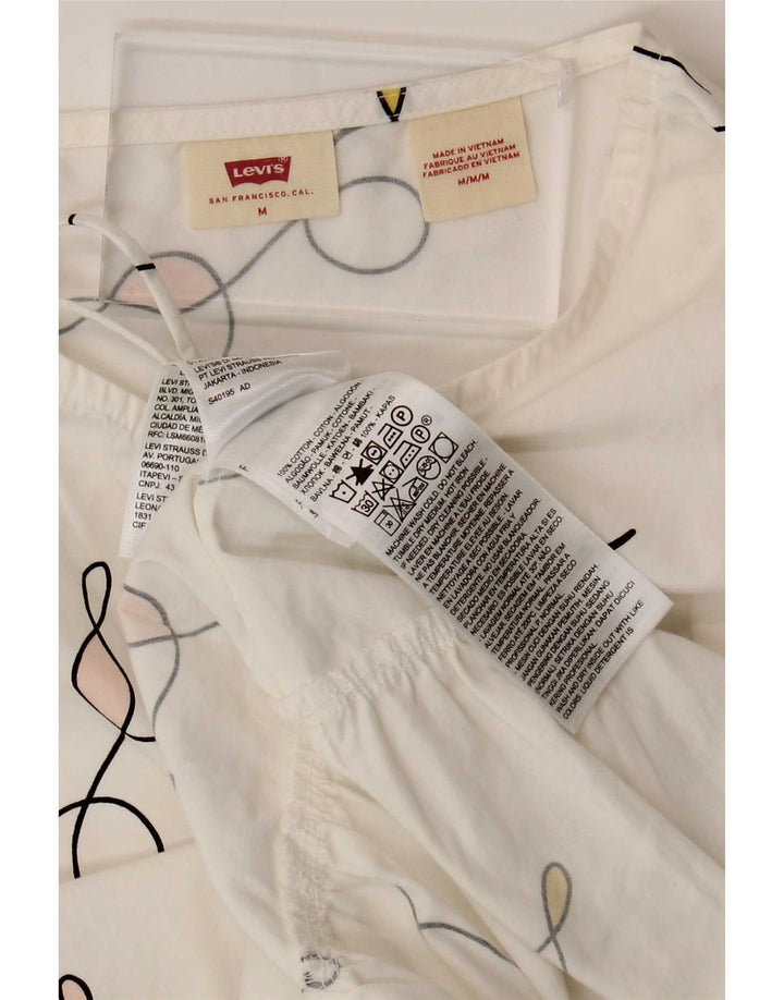 Levi's Vestido de tienda extragrande con estampado abstracto para mujer, talla 40, talla mediana, color blanco