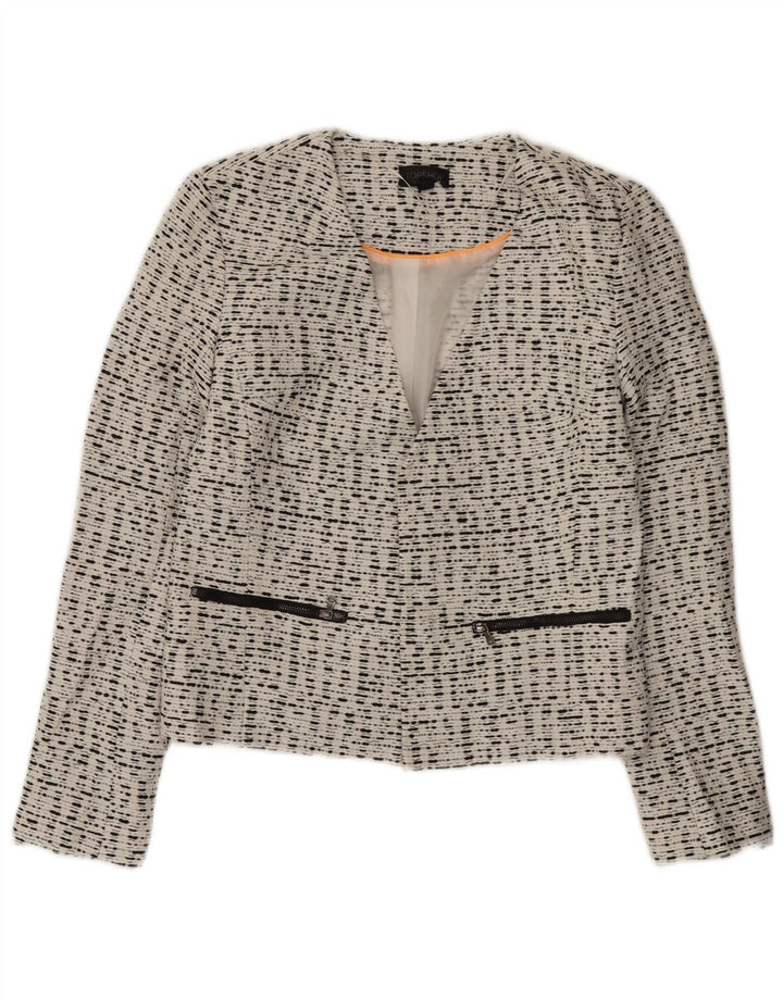 Topshop Chaqueta tipo blazer abierta para mujer UK 10 Small Viscosa moteada blanca