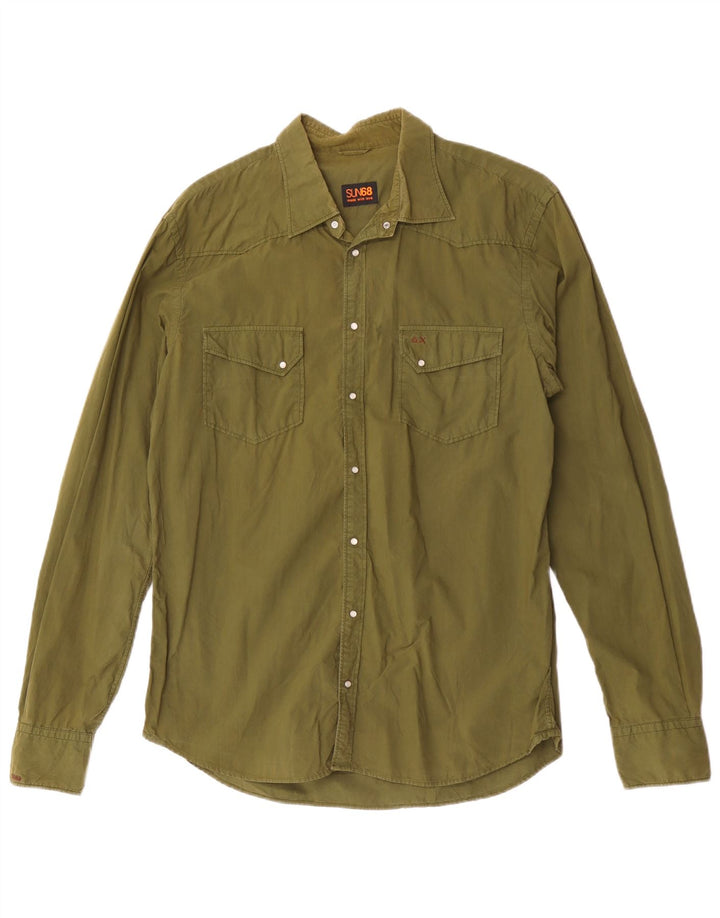 Camisa Sun68 Hombre Grande Algodón Verde
