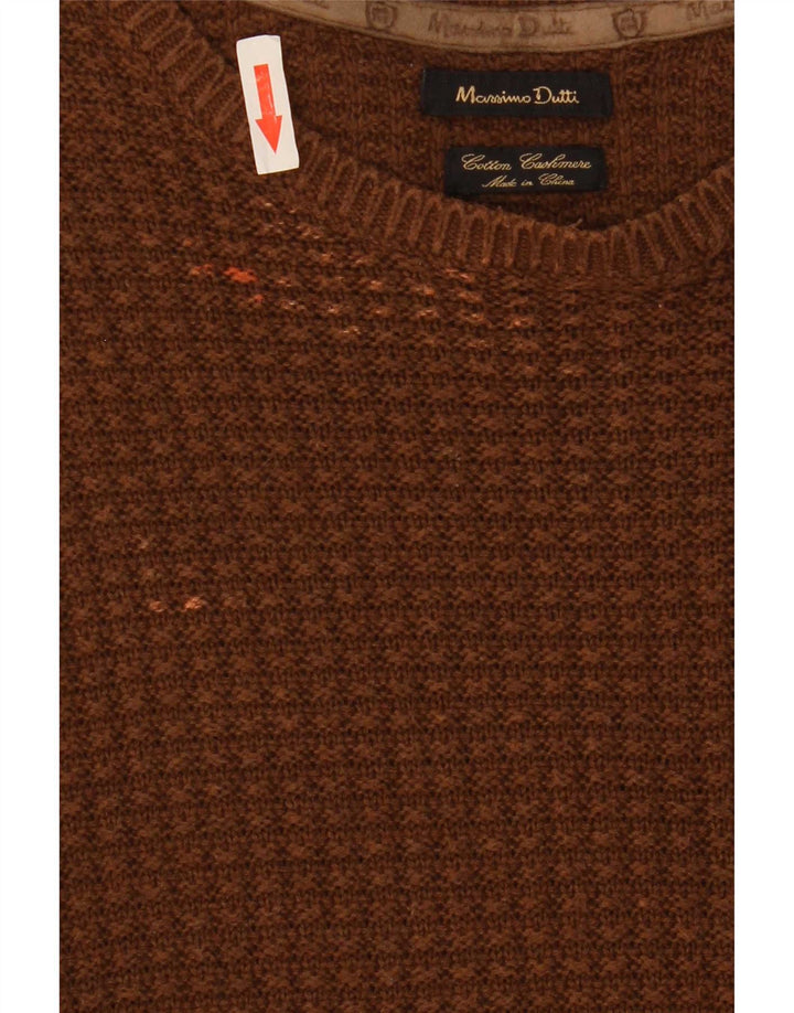 Massimo Dutti Jersey Hombre Cuello Redondo XL Marrón Algodón