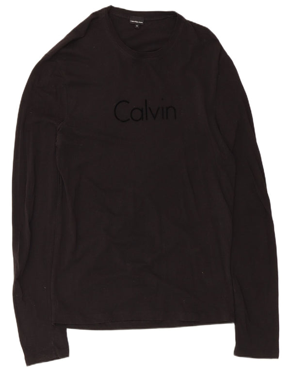 Calvin Klein Jeans Hombre Gráfico Top Manga Larga Medio Negro