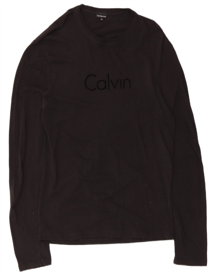 Calvin Klein Jeans Hombre Gráfico Top Manga Larga Medio Negro