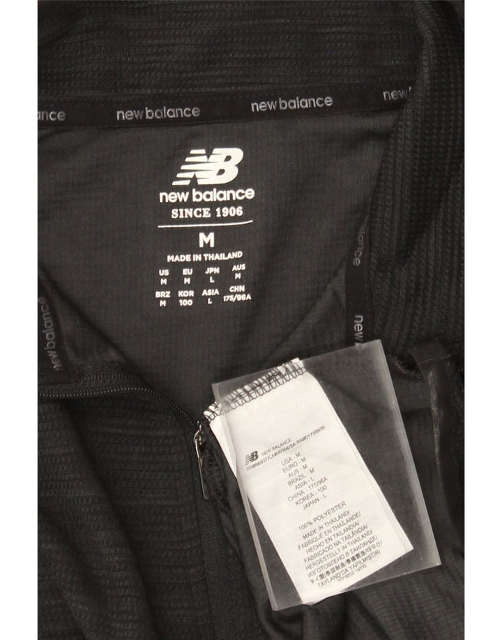 New Balance Hombre Zip Neck Jersey Chándal Top Medio Negro Poliéster