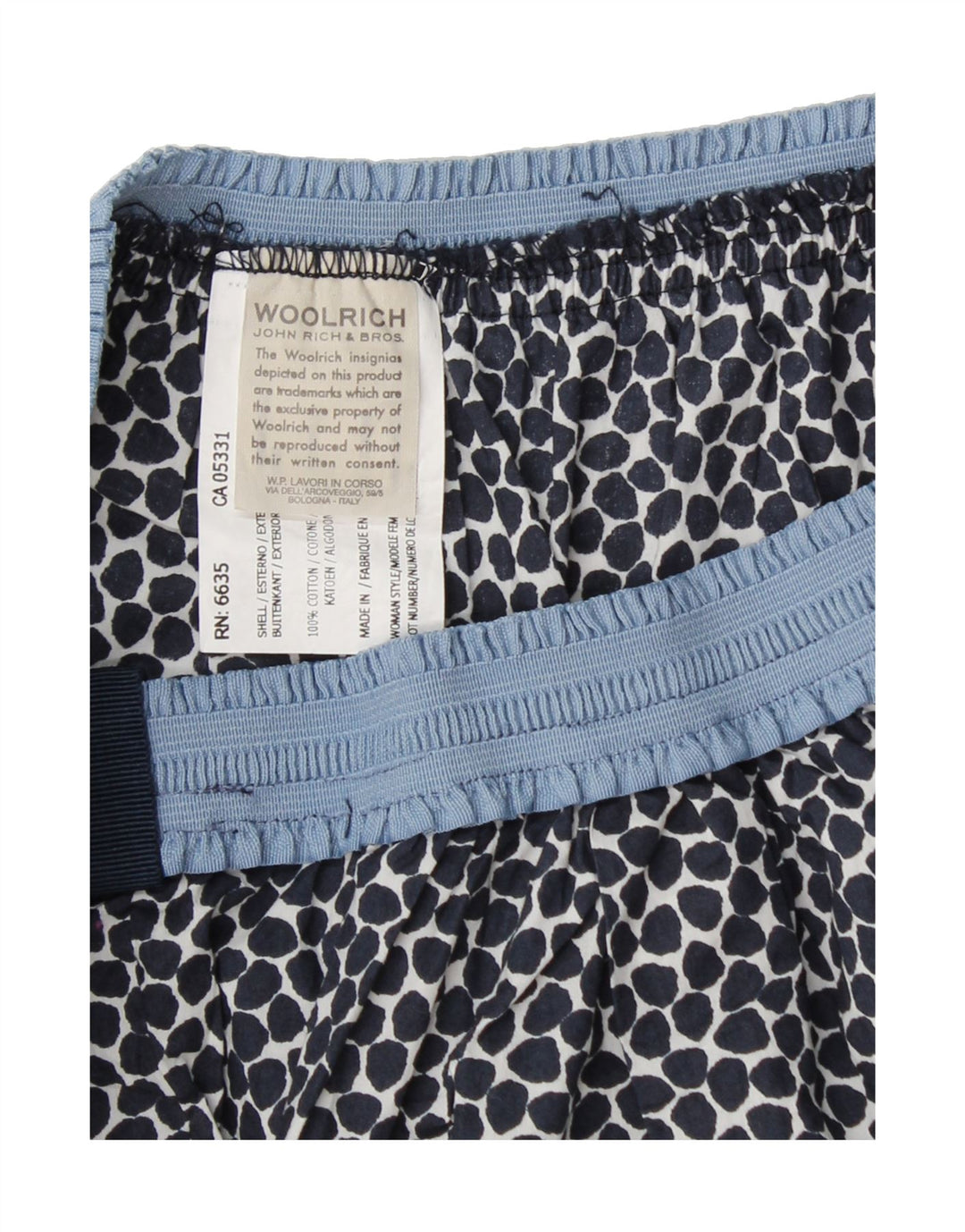 WOOLRICH Womens A-Line Skirt W26 Small Navy Blue Spotted Cotton Vintage Woolrich and Second-Hand Woolrich from Messina Hembry 