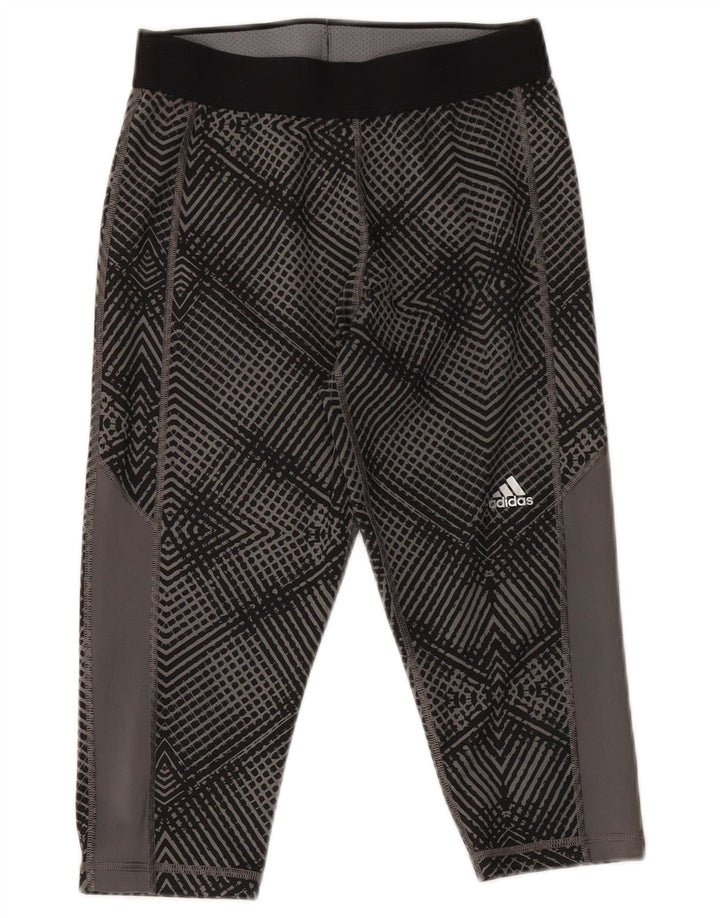 Adidas Leggings Capri para Mujer Reino Unido 8 Pequeño Gris Geométrico Poliéster