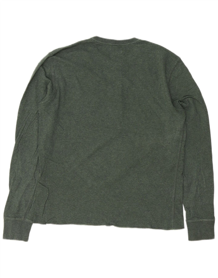 J. CREW Camiseta de manga larga para hombre de algodón verde pequeño