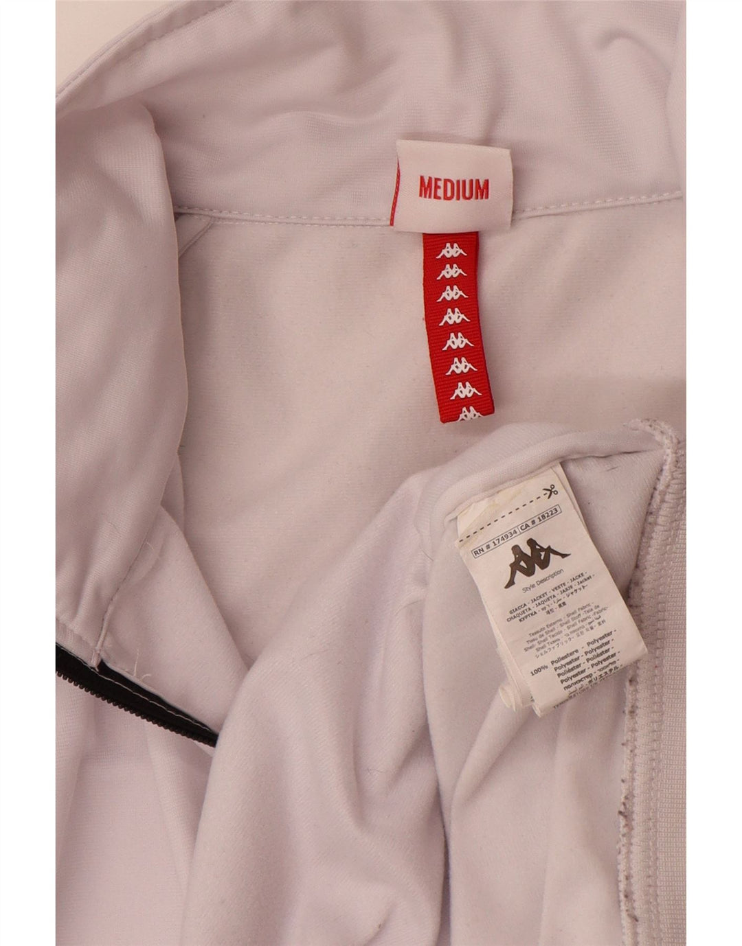 Kappa Mujer Graphic Chándal Top Chaqueta UK 40 XL Poliéster Blanco