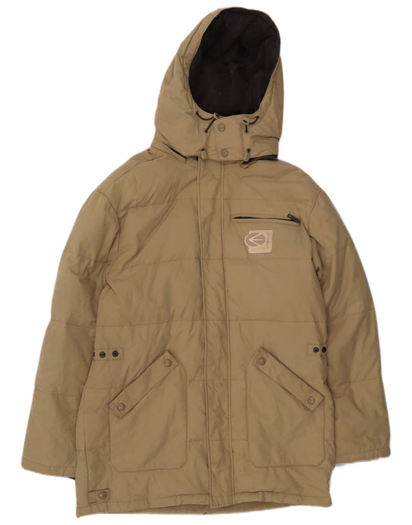 Energie Chaqueta acolchada con capucha para hombre UK 40 Large Beige Nylon