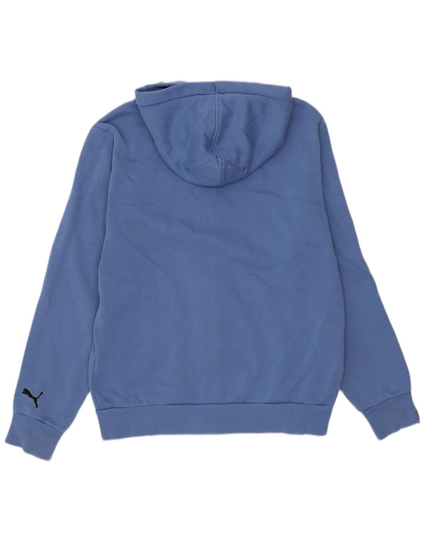 Puma Sudadera con capucha y cremallera gráfica para hombre, color azul pequeño