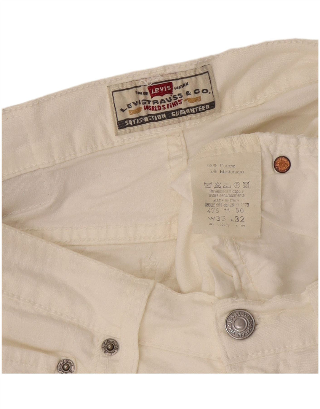 Vaqueros Levi's Mujer 475 Rectos W33 L32 Algodón Blanco