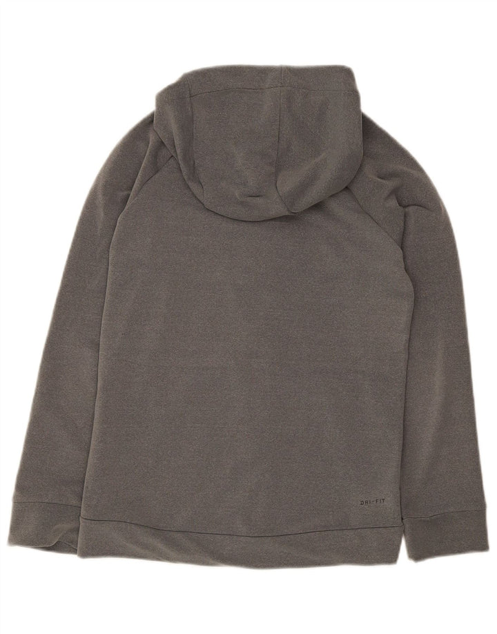 Nike - Sudadera con capucha para mujer Dri Fit con cremallera, talla 40, poliéster gris grande