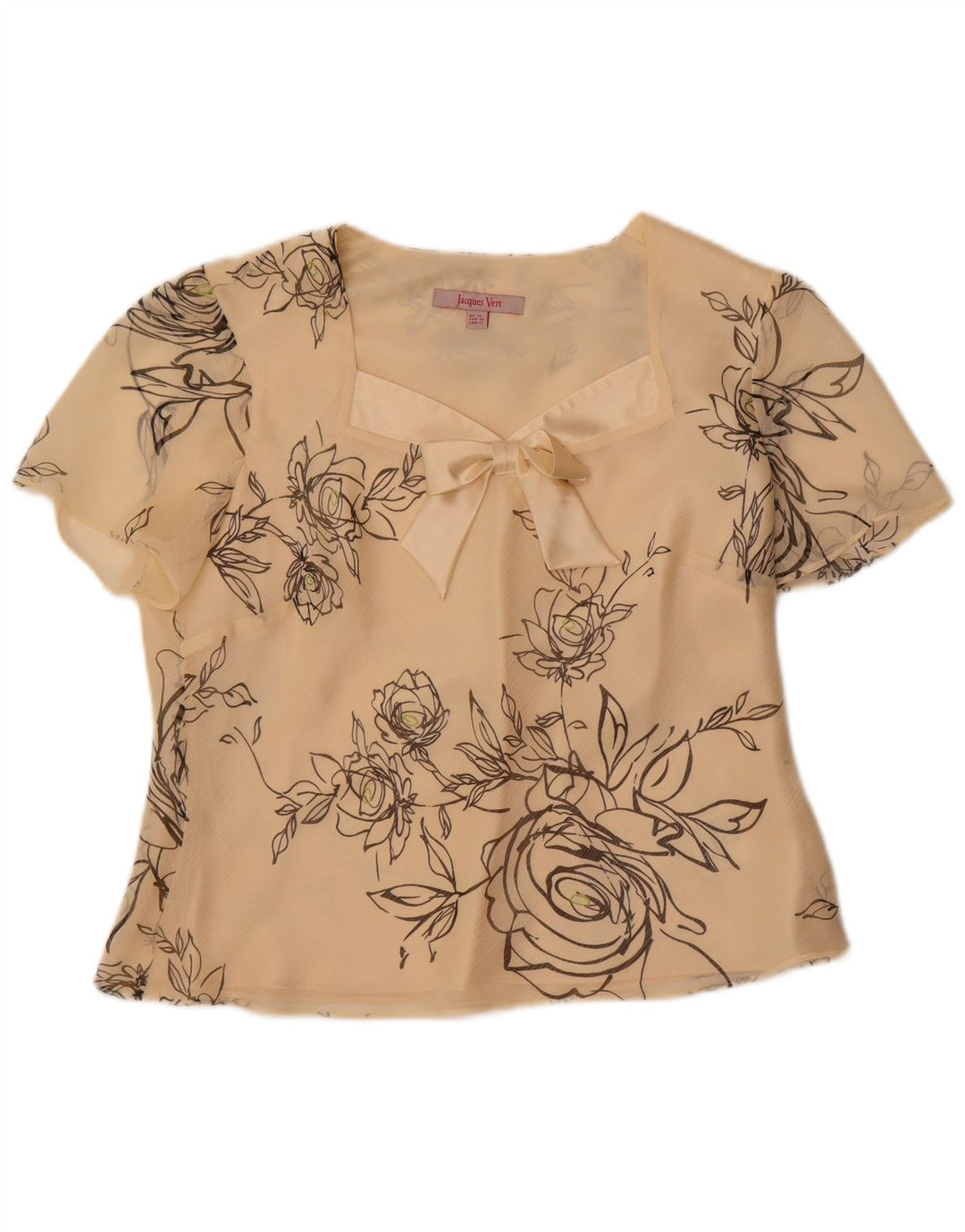 Jacques Vert Blusa para mujer Top UK 14 Grande Off White Floral Poliéster