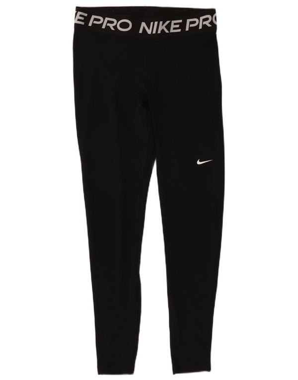Nike Womens Graphic Leggings UK 14 Medium Black Polyester