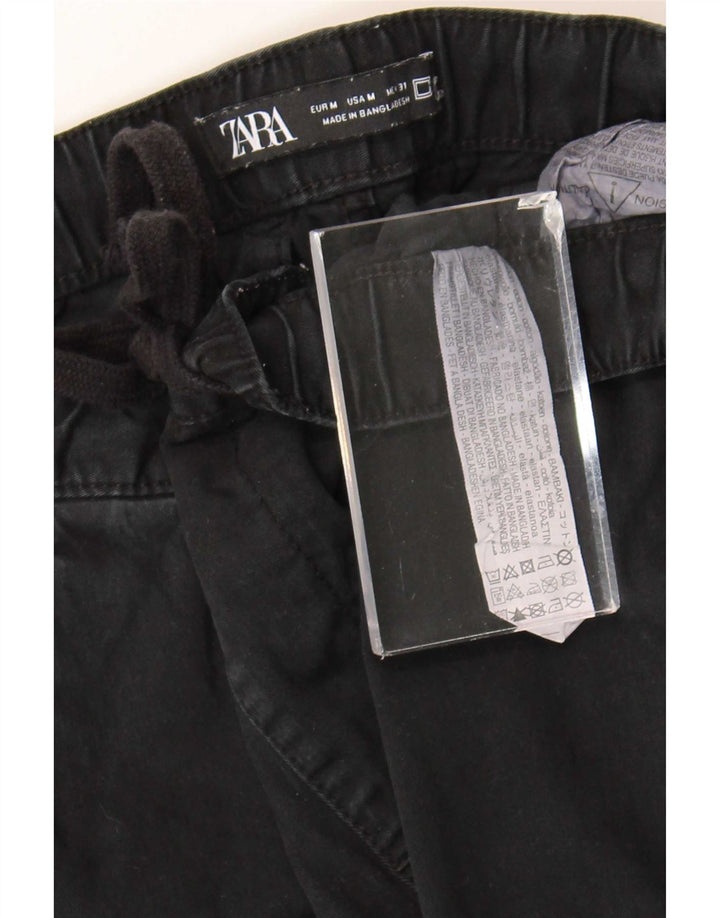 Zara Hombre Joggers Pantalones Cargo Medianos W31 L26 Algodón Negro