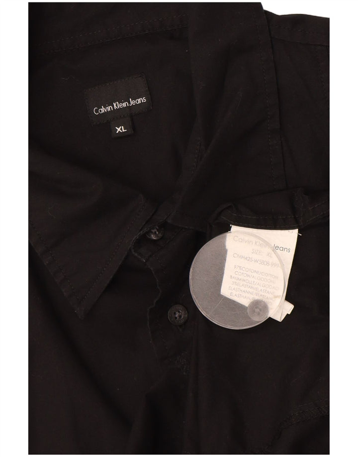 CALVIN KLEIN JEANS Camisa Manga Corta Hombre XL Negro Algodón