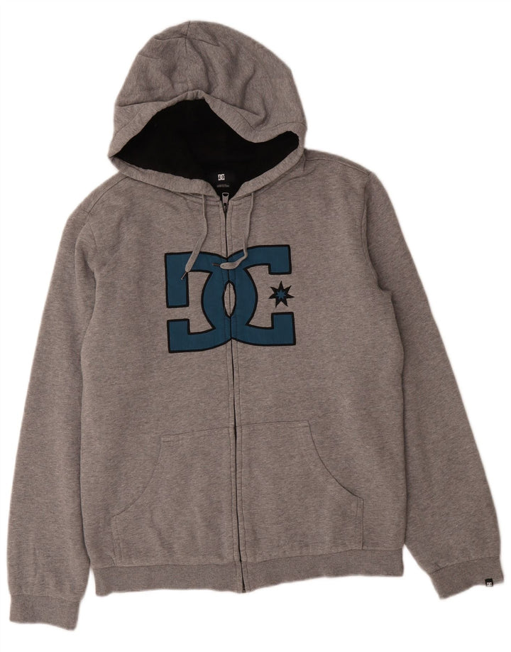 DC - Sudadera con capucha y cremallera gráfica para hombre, talla pequeña, algodón gris