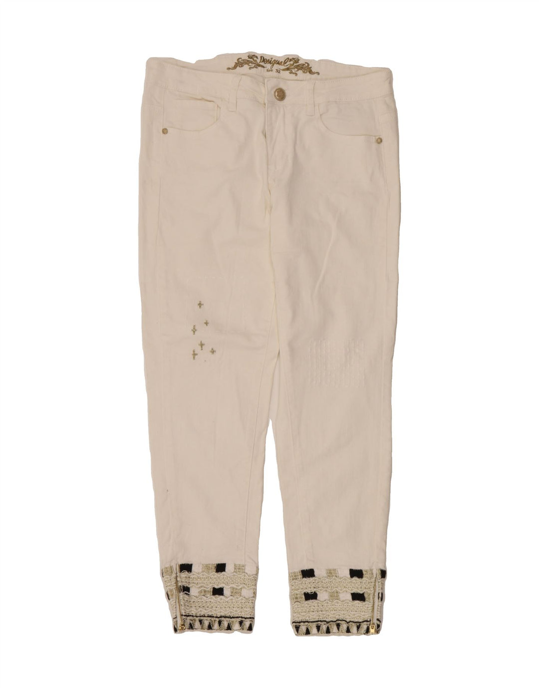 DESIGUAL Womens Slim Jeans W32 L27 White Cotton Vintage Desigual and Second-Hand Desigual from Messina Hembry 