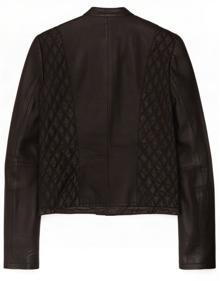 Zara Chaqueta Biker Mujer UK 10 Small Cuero Negro