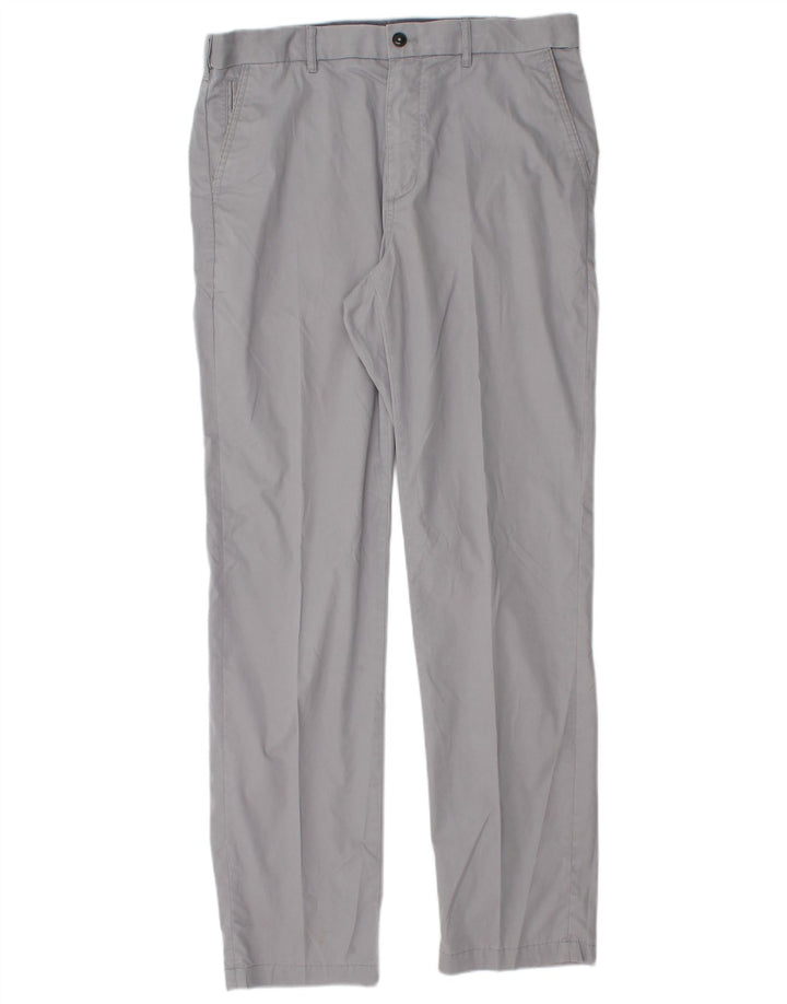 Marks & Spencer Pantalón chino azul Harbor de corte regular para hombre W34 L33 Gris