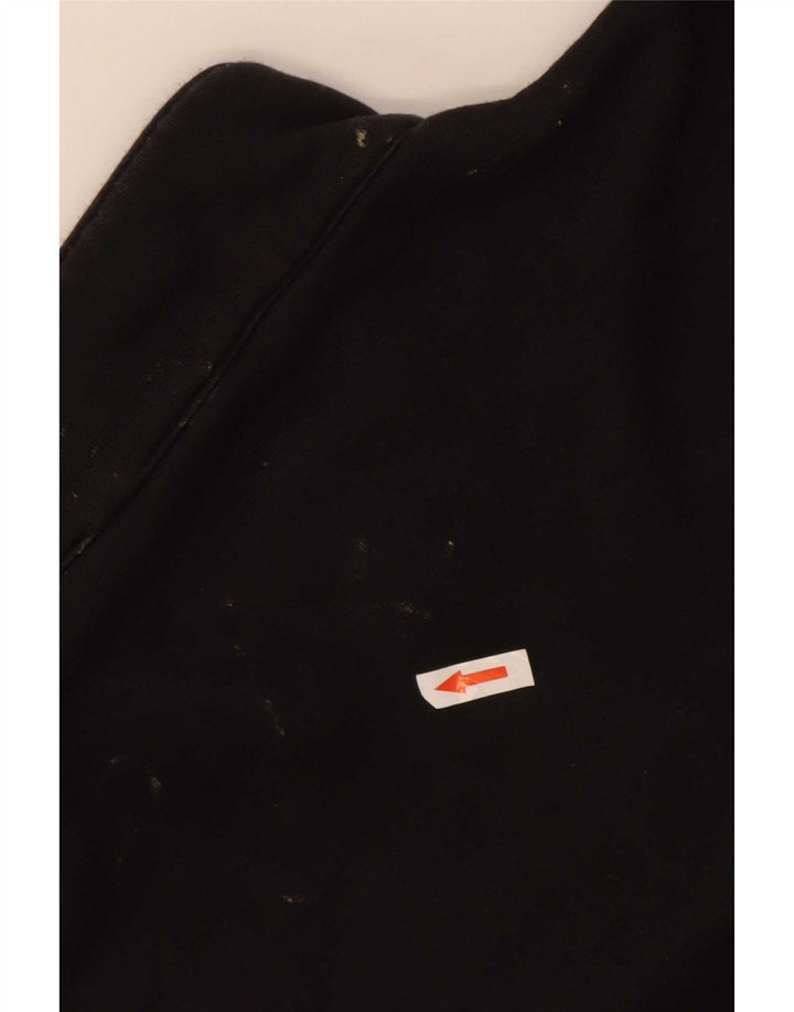 Adidas Hombre Botón Cuello Sudadera Jumper Medio Negro Algodón