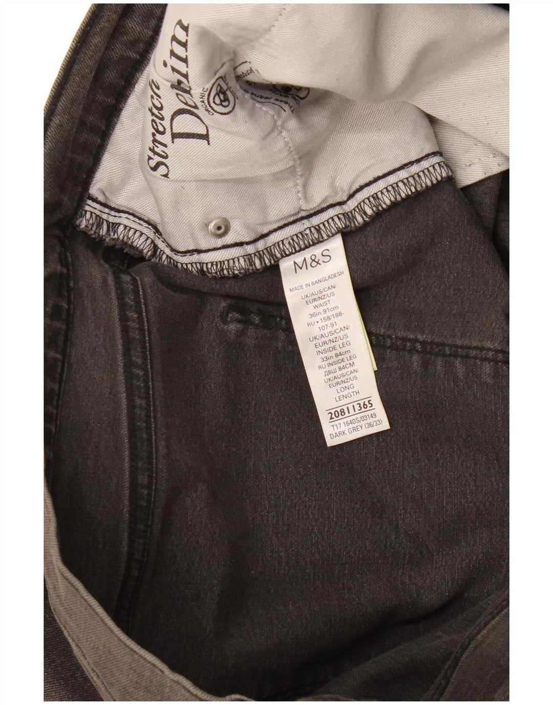 Marks & Spencer Vaqueros ajustados para hombre W36 L33 Algodón gris