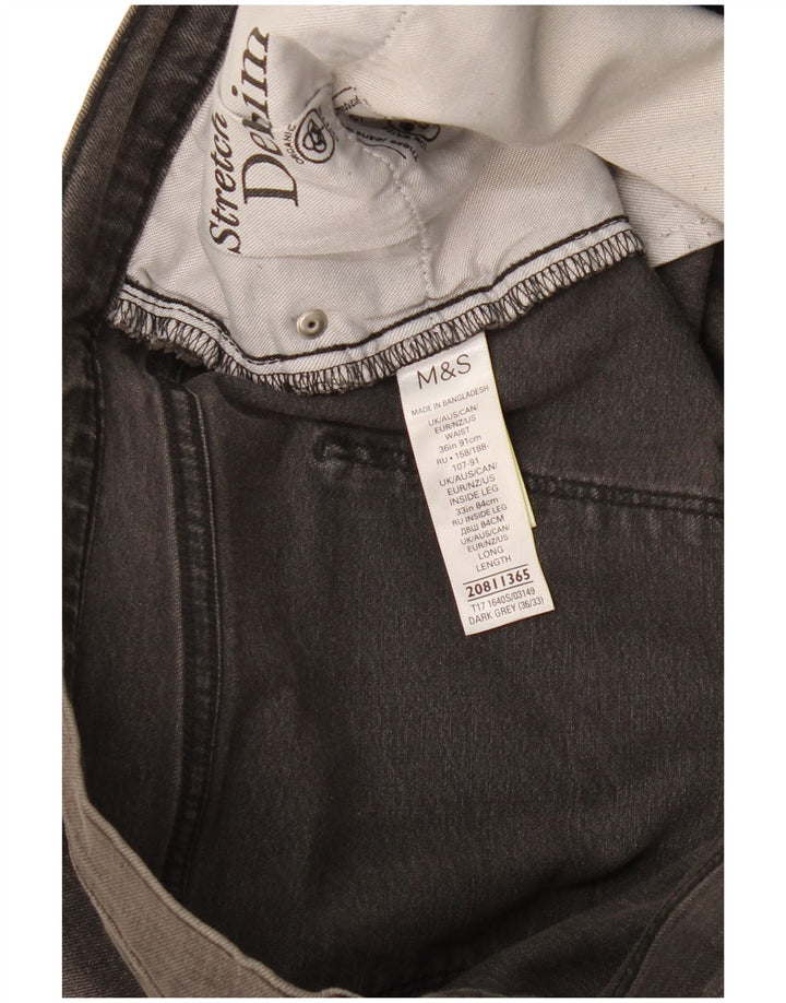 Marks & Spencer Vaqueros ajustados para hombre W36 L33 Algodón gris