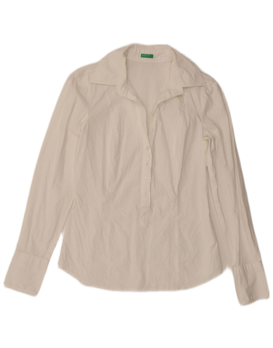Benetton Camisa Tipo Jersey Mujer UK 40 Small Blanco