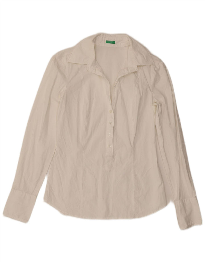 Benetton Camisa Tipo Jersey Mujer UK 40 Small Blanco