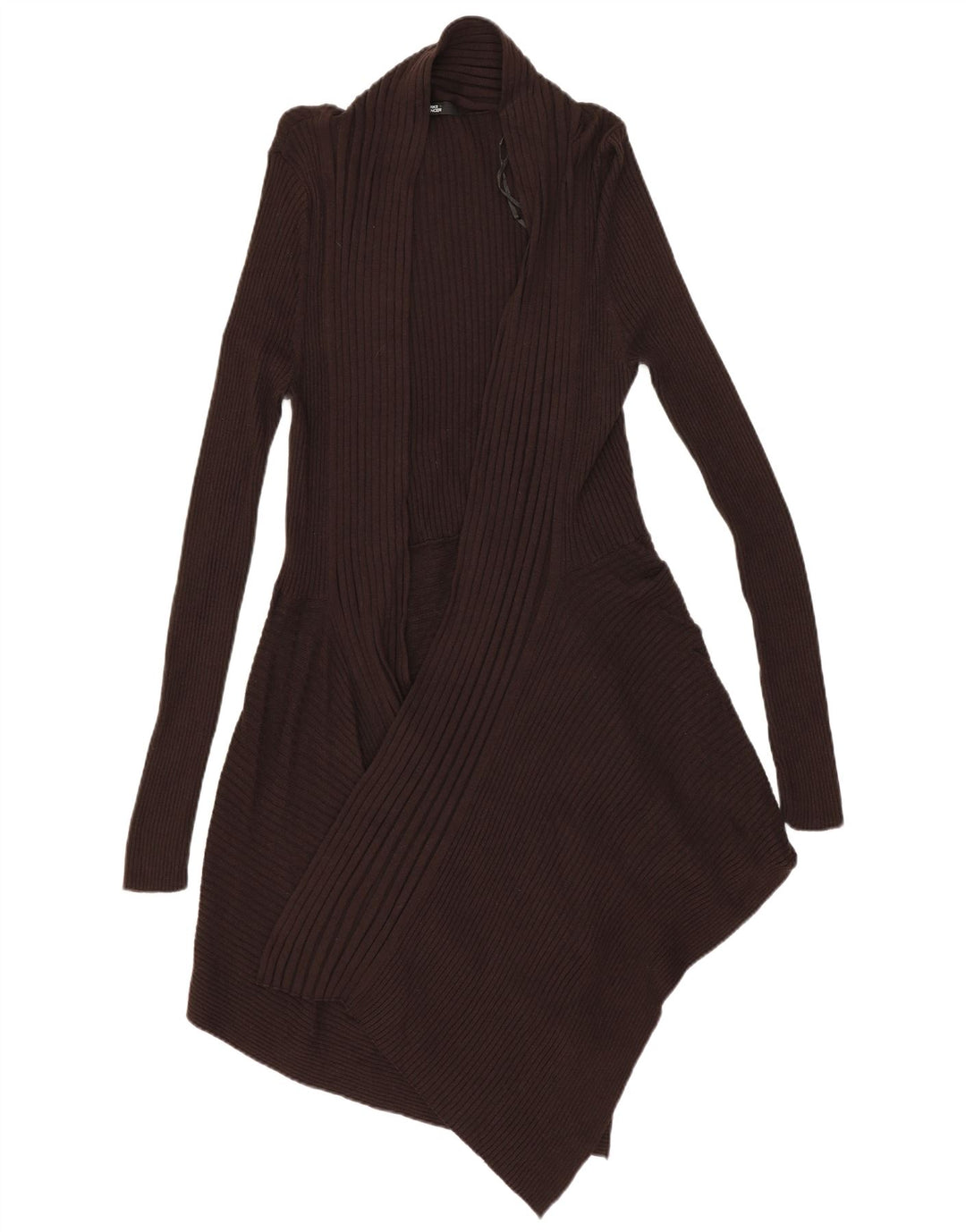 MARKS & SPENCER Suéter tipo cárdigan abierto largo para mujer UK 40 Marrón medio