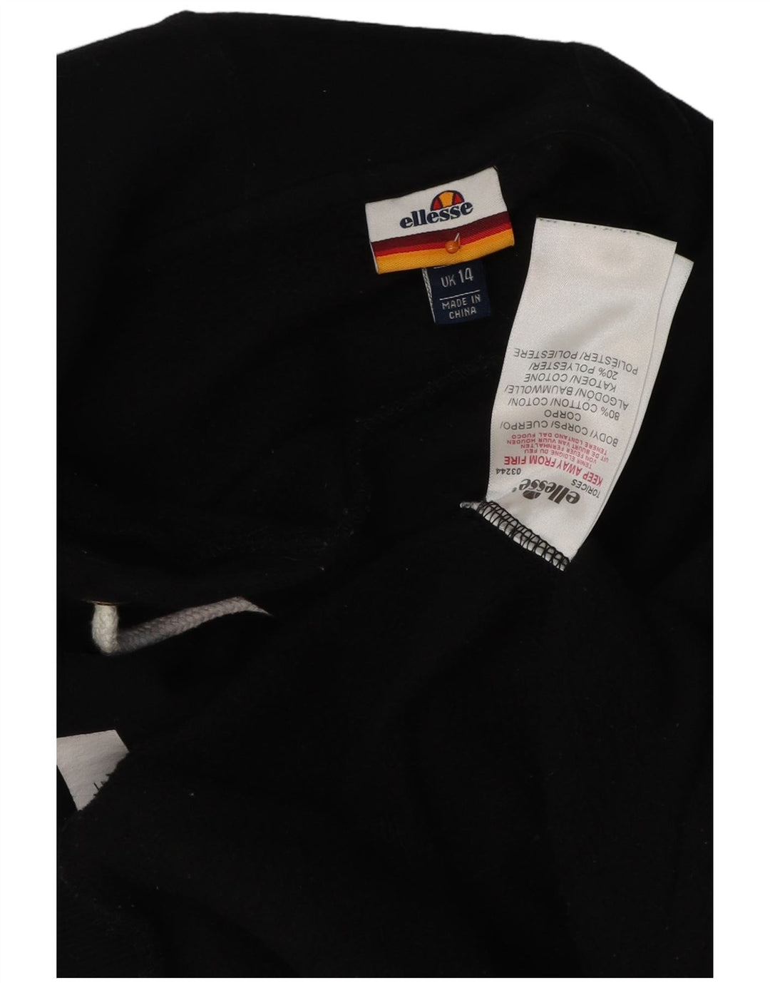 ELLESSE Jersey con capucha gráfico para mujer Reino Unido 44 Algodón negro mediano