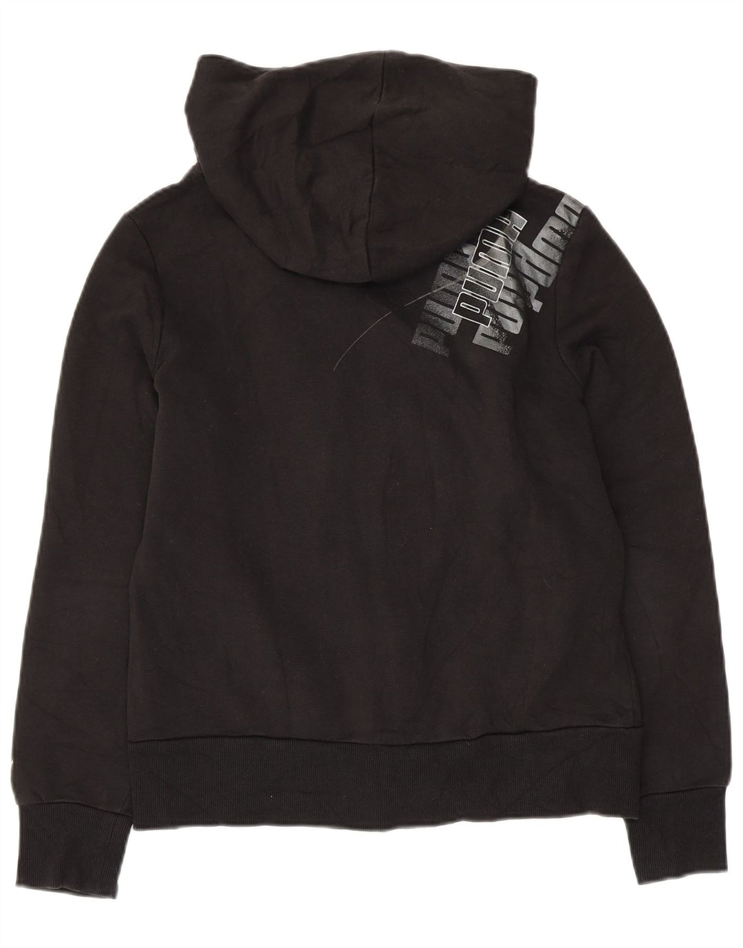 PUMA Sudadera con capucha y cremallera gráfica para mujer Reino Unido 40 Grande Algodón negro