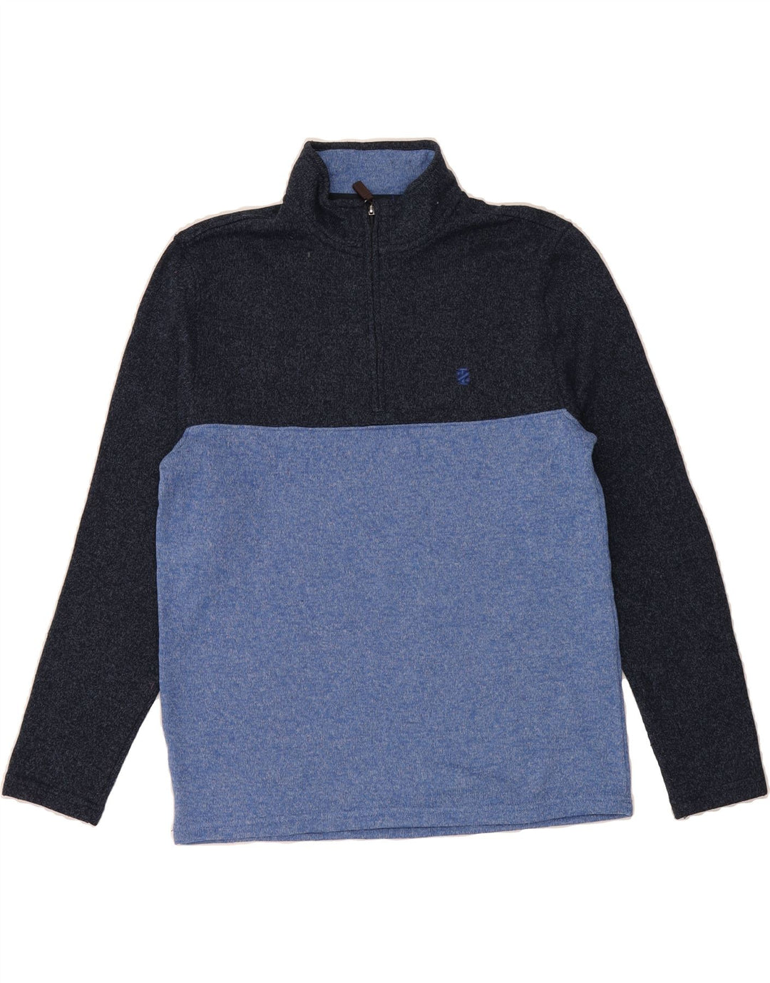 IZOD Mens Zip Neck Sweatshirt Jumper Medium Navy Blue Colourblock Vintage Izod and Second-Hand Izod from Messina Hembry 