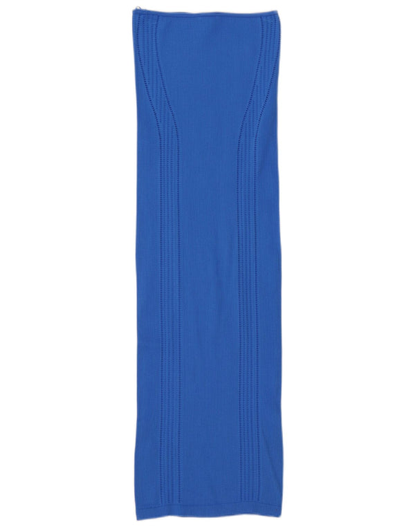 Zara Mujer Vestido Sin Tirantes UK 4 XS Poliamida Azul