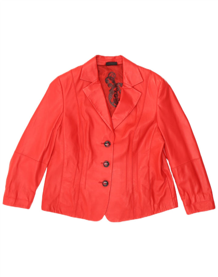 Gerry Weber Chaqueta Blazer de Cuero con 3 Botones para Mujer UK 20 2XL Cuero Rojo