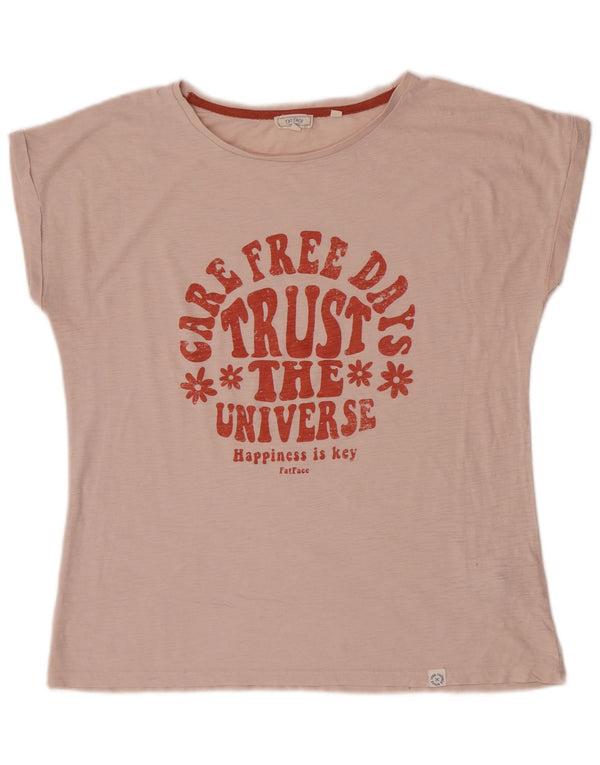 Fat Face Camiseta gráfica para mujer Top UK 44 Large Pink Cotton