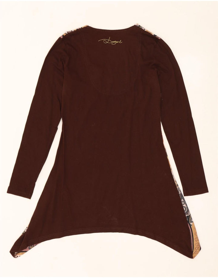 DESIGUAL Vestido túnica asimétrico gráfico para mujer Reino Unido 10 Pequeño Marrón Floral