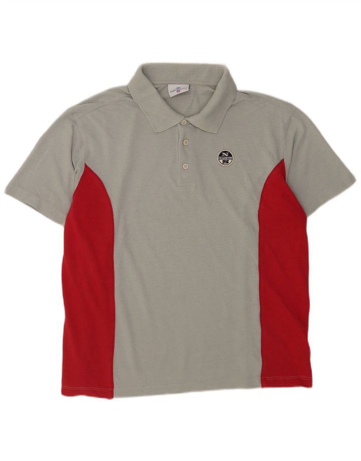 Polo North Sails para hombre con bloques de color gris grande