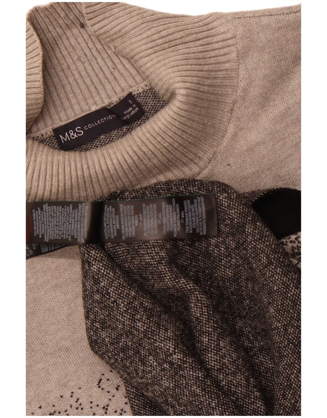 Marks & Spencer Jersey con Cuello Alto para Mujer UK 10 Small Grey Moteado