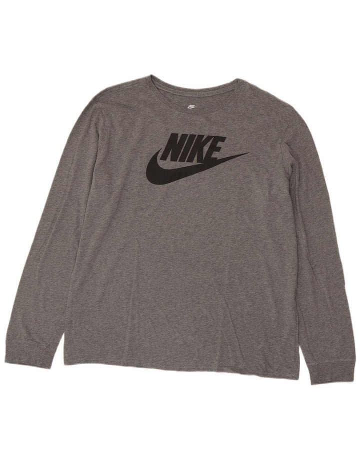 NIKE Camiseta gráfica de corte atlético de manga larga para hombre XL Gris moteado