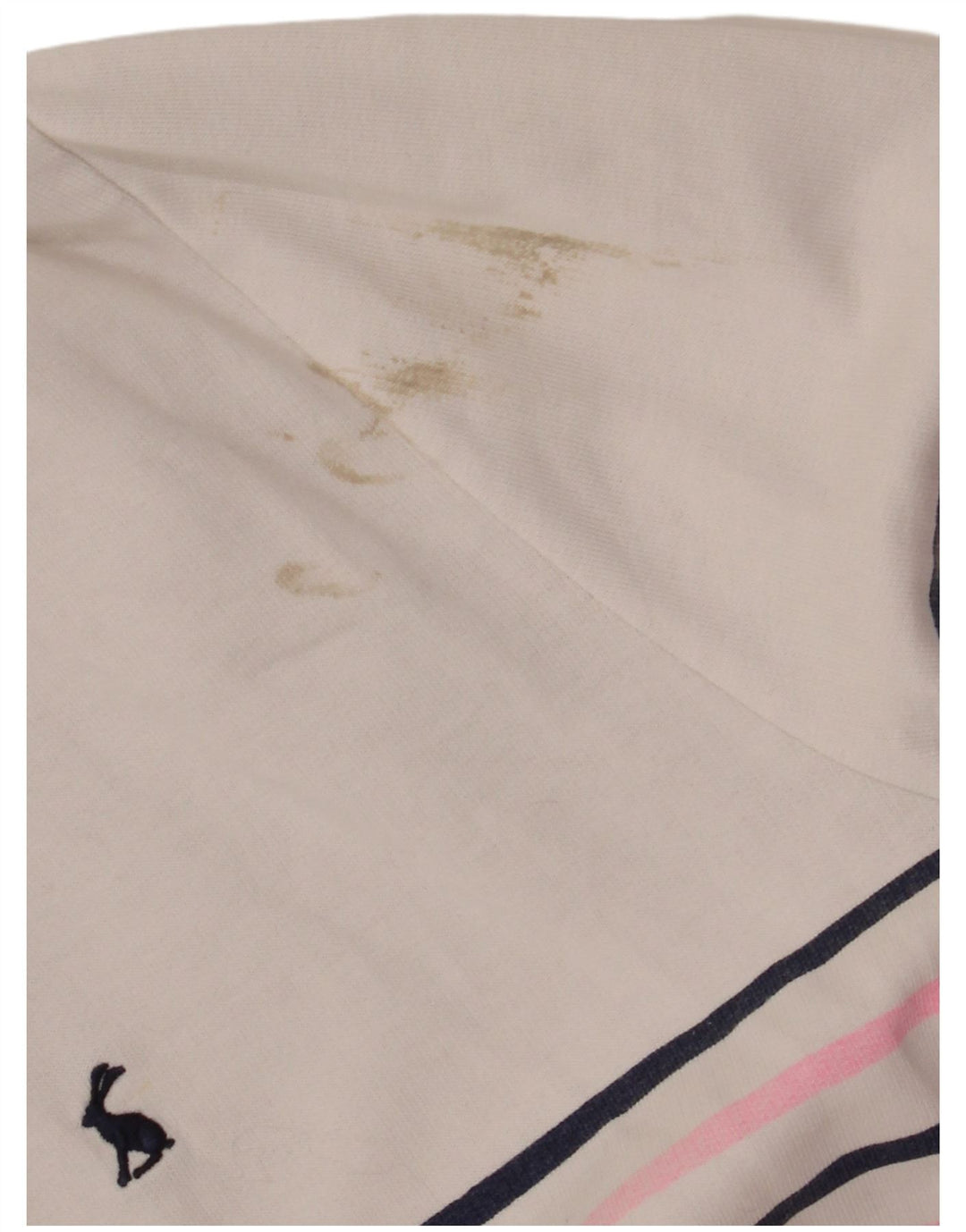 JOULES Sudadera con cuello y botones para mujer UK 20 2XL Blanco a rayas