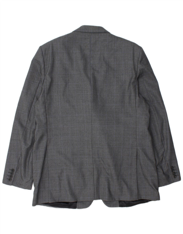 AQUASCUTUM Chaqueta tipo blazer de 3 botones para hombre UK 48 4XL Lana a cuadros gris