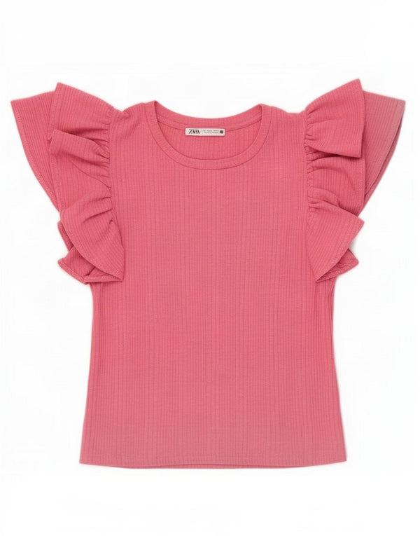 Zara Mujer Blusa Corta Top UK 8 Small Rosa