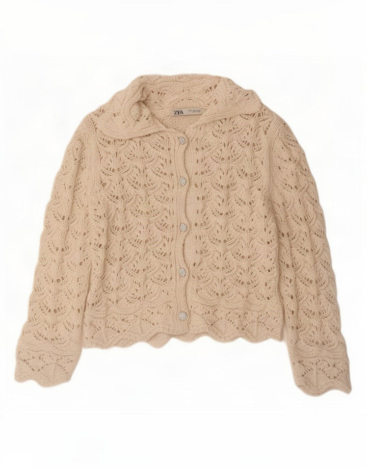 Zara Mujer Cárdigan Suéter UK 44 Medio Blanco