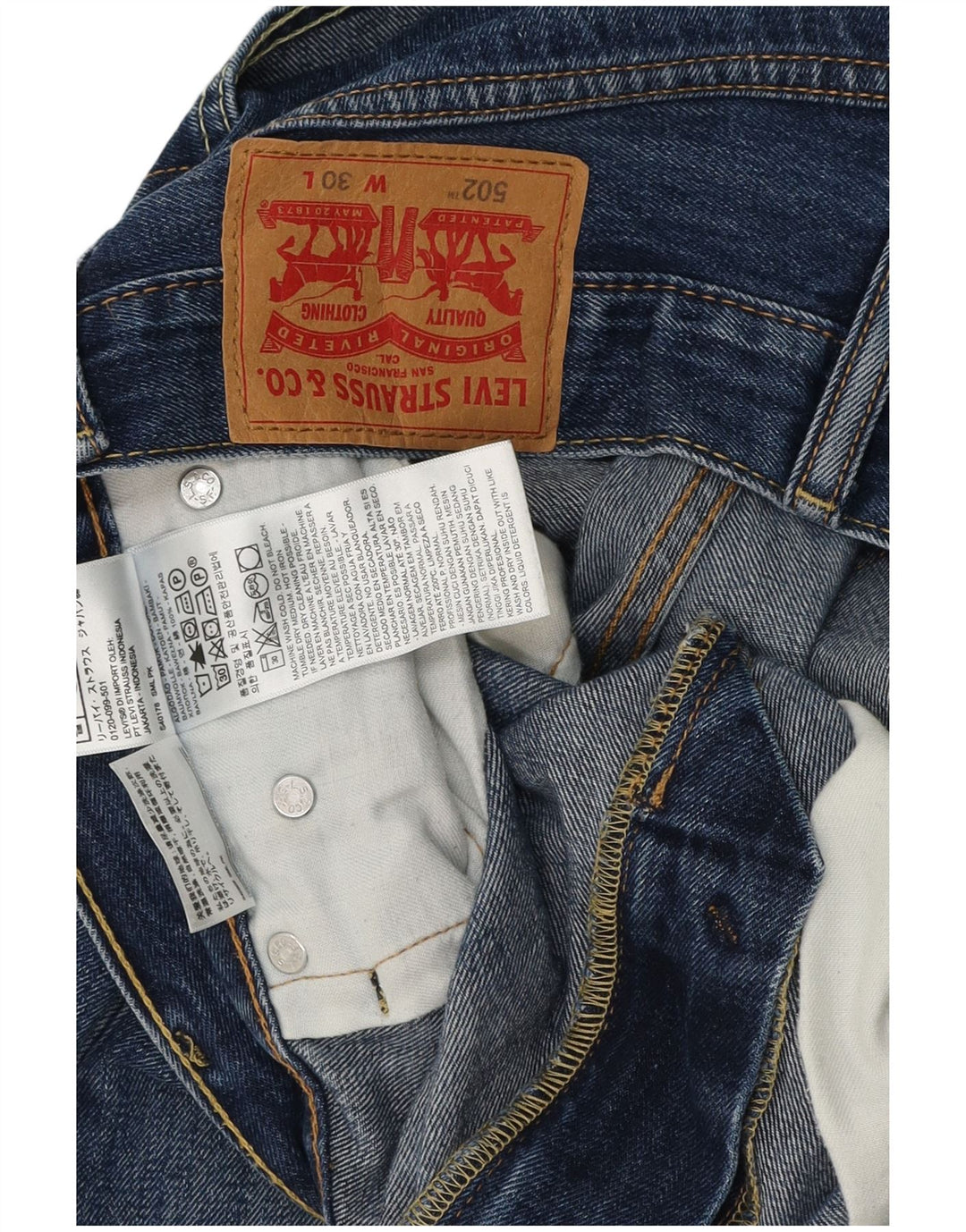 LEVI'S Mens 502 Denim Shorts W30 Algodón Azul Medio