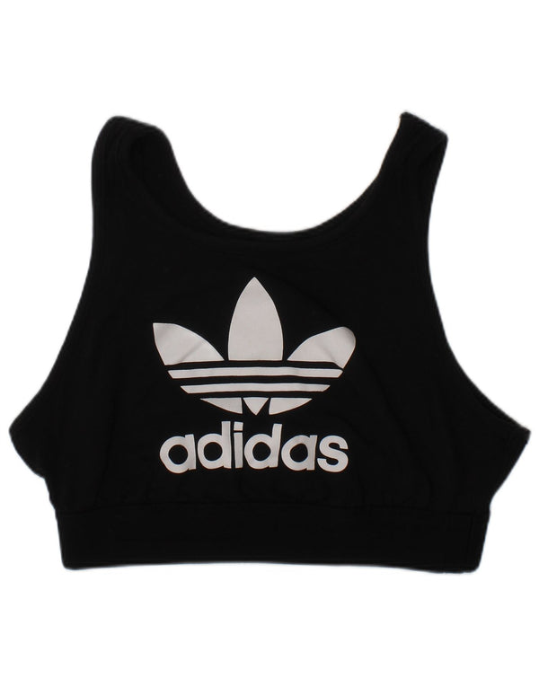 Adidas Mujer Graphic Sport Bra Top UK 10 Pequeño Negro Algodón Deportes