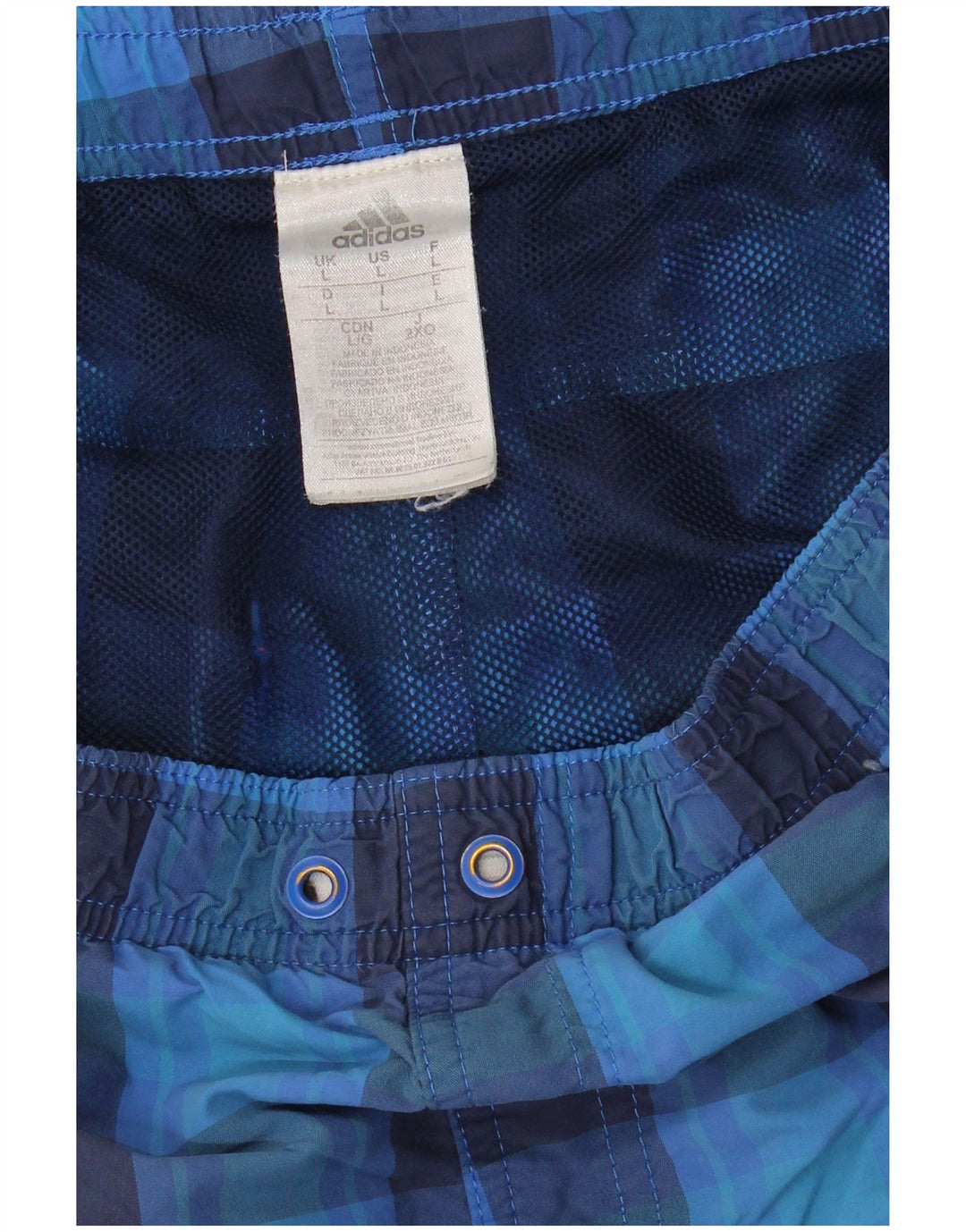 ADIDAS Bañador para hombre, talla grande, nailon a cuadros azules