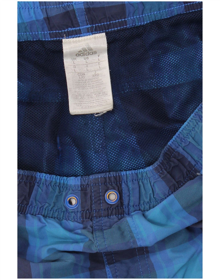 ADIDAS Bañador para hombre, talla grande, nailon a cuadros azules