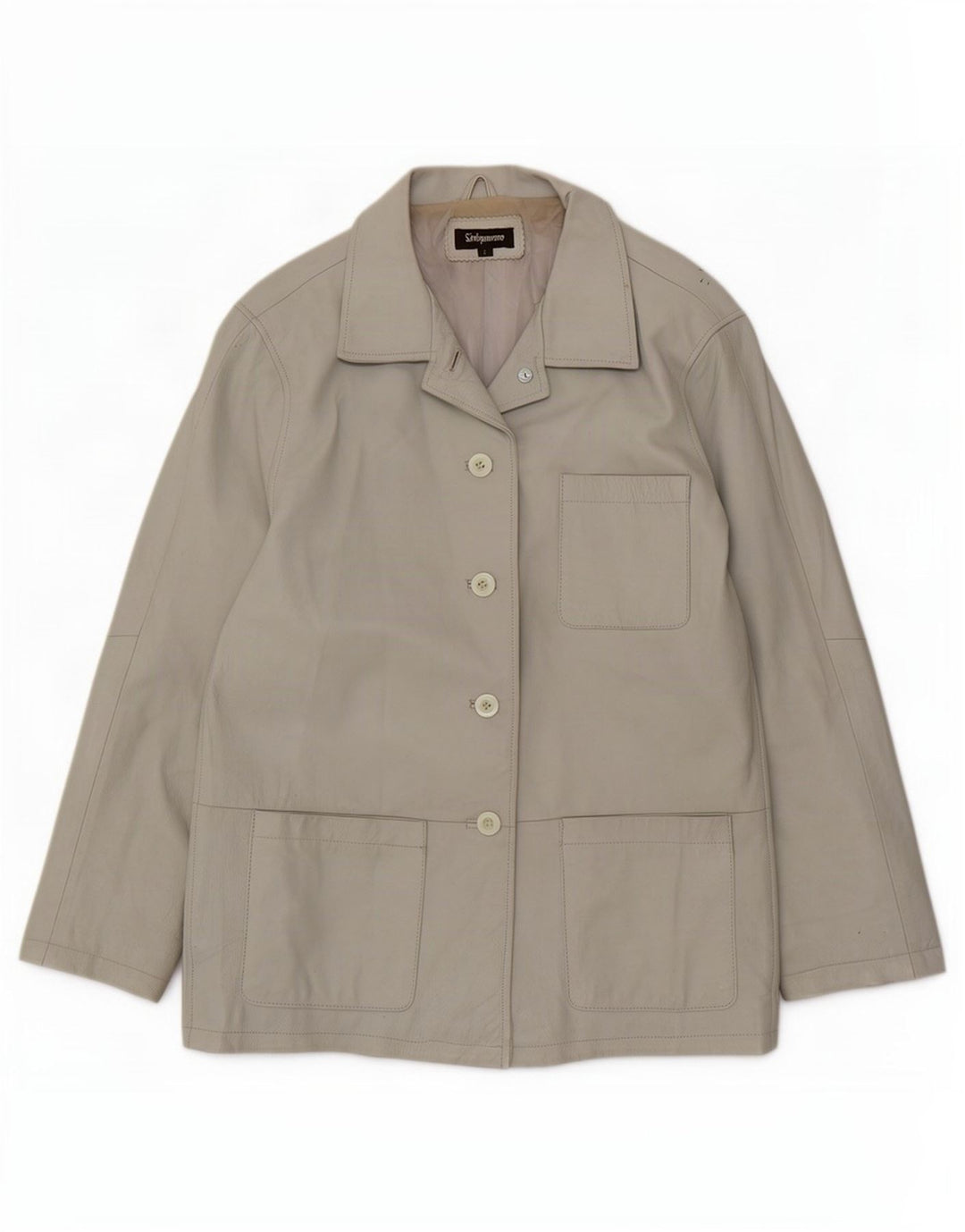 Sinequanone Chaqueta utilitaria de cuero de gran tamaño para mujer UK 10 Small Grey