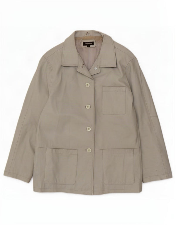 Sinequanone Chaqueta utilitaria de cuero de gran tamaño para mujer UK 10 Small Grey